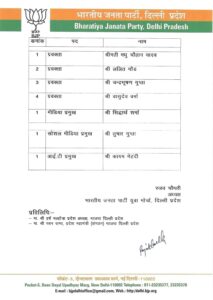 भाजपा दिल्ली प्रदेश युवा मोर्चा में IT प्रमुख की नियुक्ति से संबंधित आधिकारिक पत्र